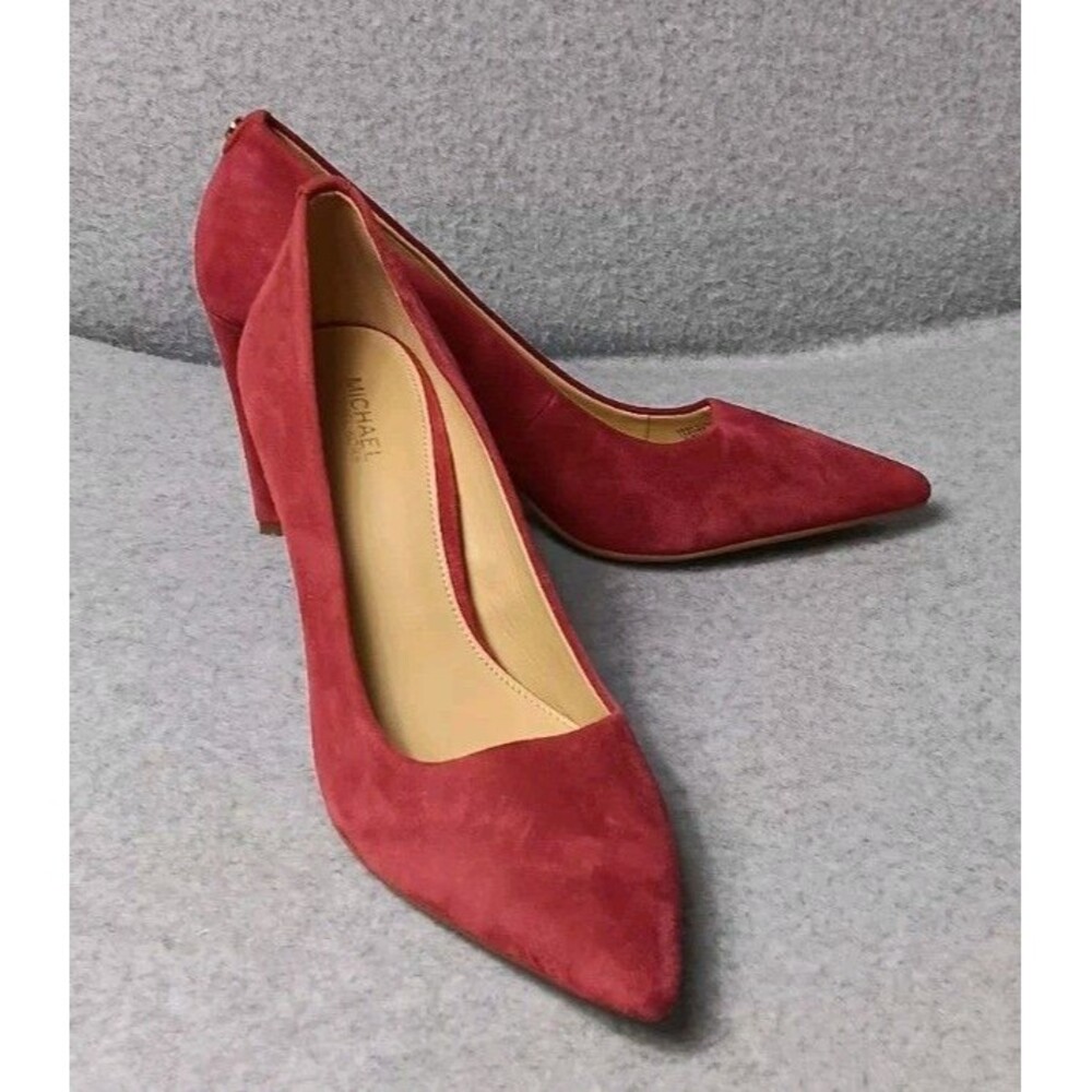 Michael Kors Dorothy Flex Pump Womens 7.5 Berry Red Suede Leather Pointed Toes - Picture 1 of 7